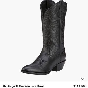 Black leather cowboy boots